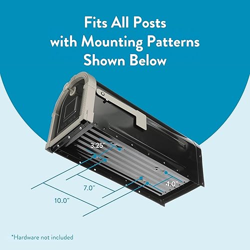 Miniatura 12 de Brunswick Buzón grande, acero, montaje en poste, negro con níquel cepillado