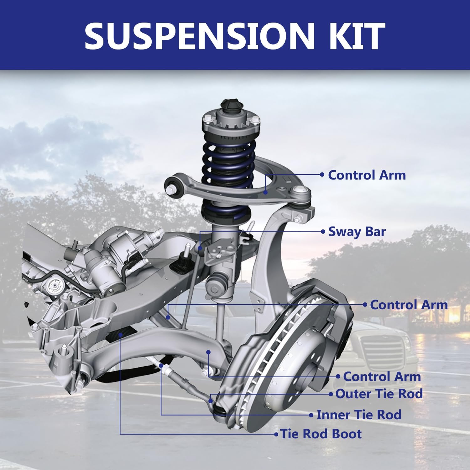 Control Arm, Front Lower Control Arm With Ball Joint Sway Bar Link Tie Rod Boots Suspension Kit Replacement For 2005-2010 Chrysler 300, 2006-2010 Dodge Charger, 2008-2010 Dodge Challenger