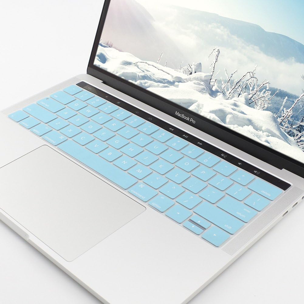 Allinside Turquoise Keyboard Silicone Cover for MacBook Pro 13" and MacBook Pro 15" with Multi-Touch Bar A2159 A1706 A1707 A1989 A1990, 2019 2018 2017 2016 Release, US Keyboard Layout