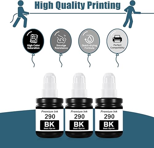 Miniatura 2 de Kit de botellas de repuesto de tinta negra GI-290 compatibles para Canon GI290 GI 290 para impresoras de inyección de tinta G3200 G1200 G4210 G2200