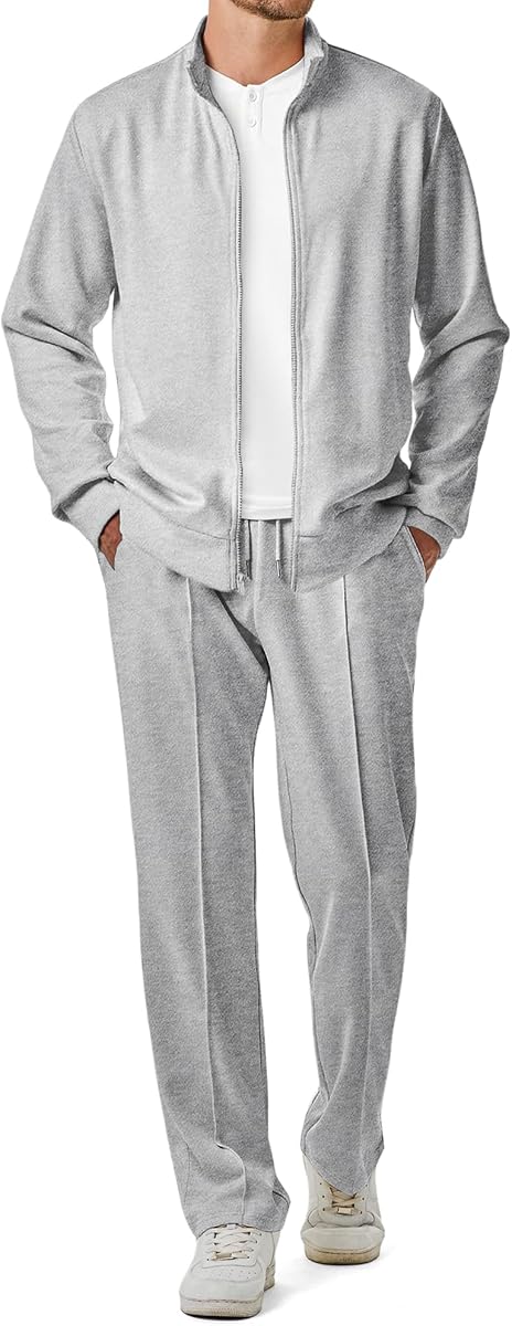 JMIERR Mens Tracksuit 2 Piece Textured Casual Loungewear Jogging Suits | Long Sleeve, Full Zippered Sweat Jackets, Sport Pants Joggers, Leisure Stylish Loungewear, Jogging Suits, Matching Sets