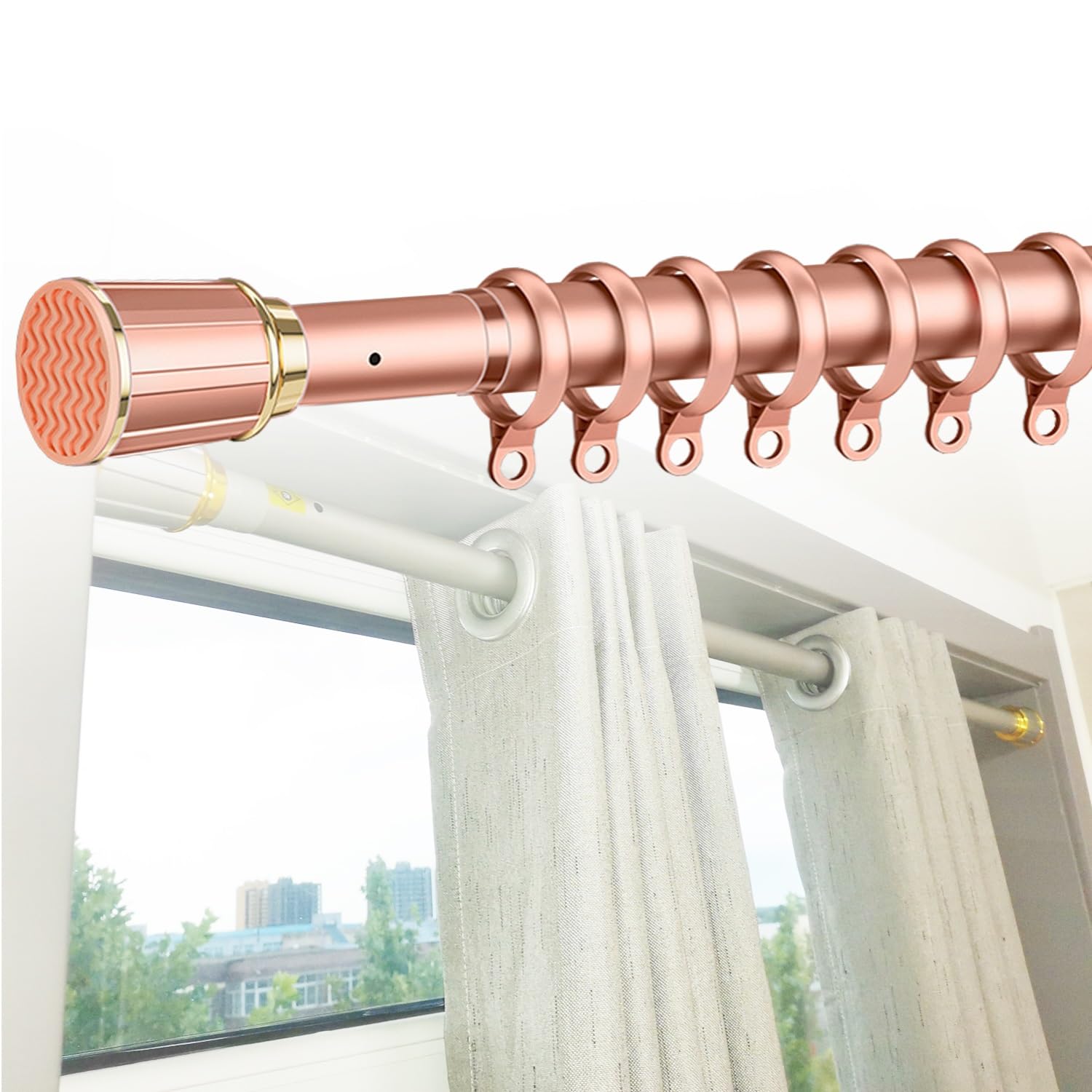 Aste espandibili da 38 a 496 cm per porte, docce, divisori per soggiorno e armadi, include un set di supporti per canna da 68-129 cm