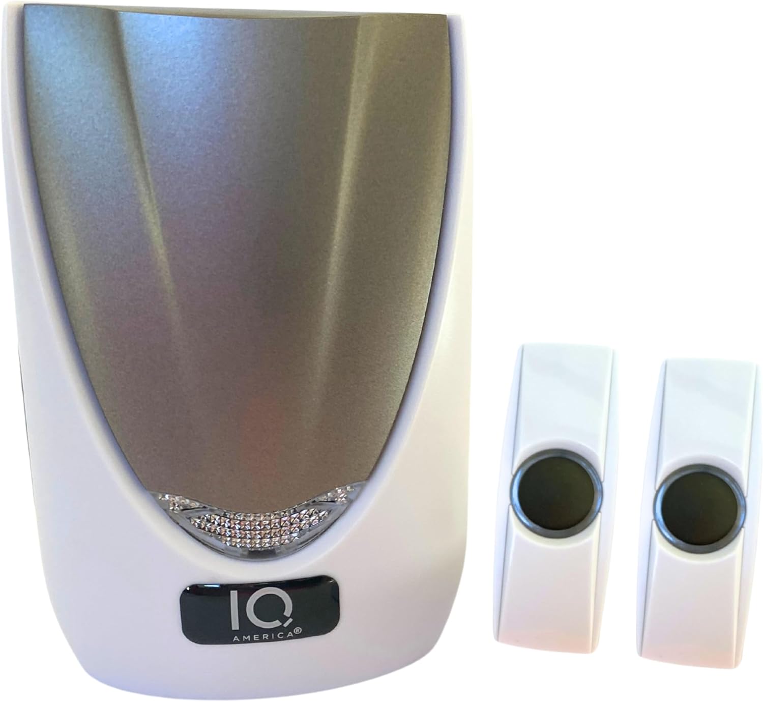 Battery Powered Wireless Portable Door Bell Chime with Visual Alert Kit, 6 Chime Tones 4 Volume Levels, 2 Buttons White