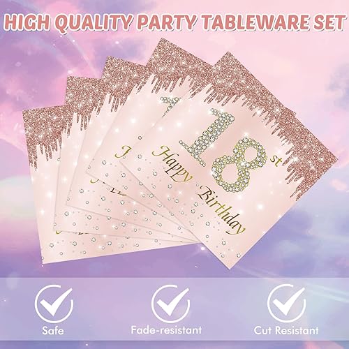 Miniatura 21 de Juego de 40 platos y servilletas de 40 cumpleaños para mujeres, juego de vajilla desechable para fiesta de 40 años de edad para decoración de 40º