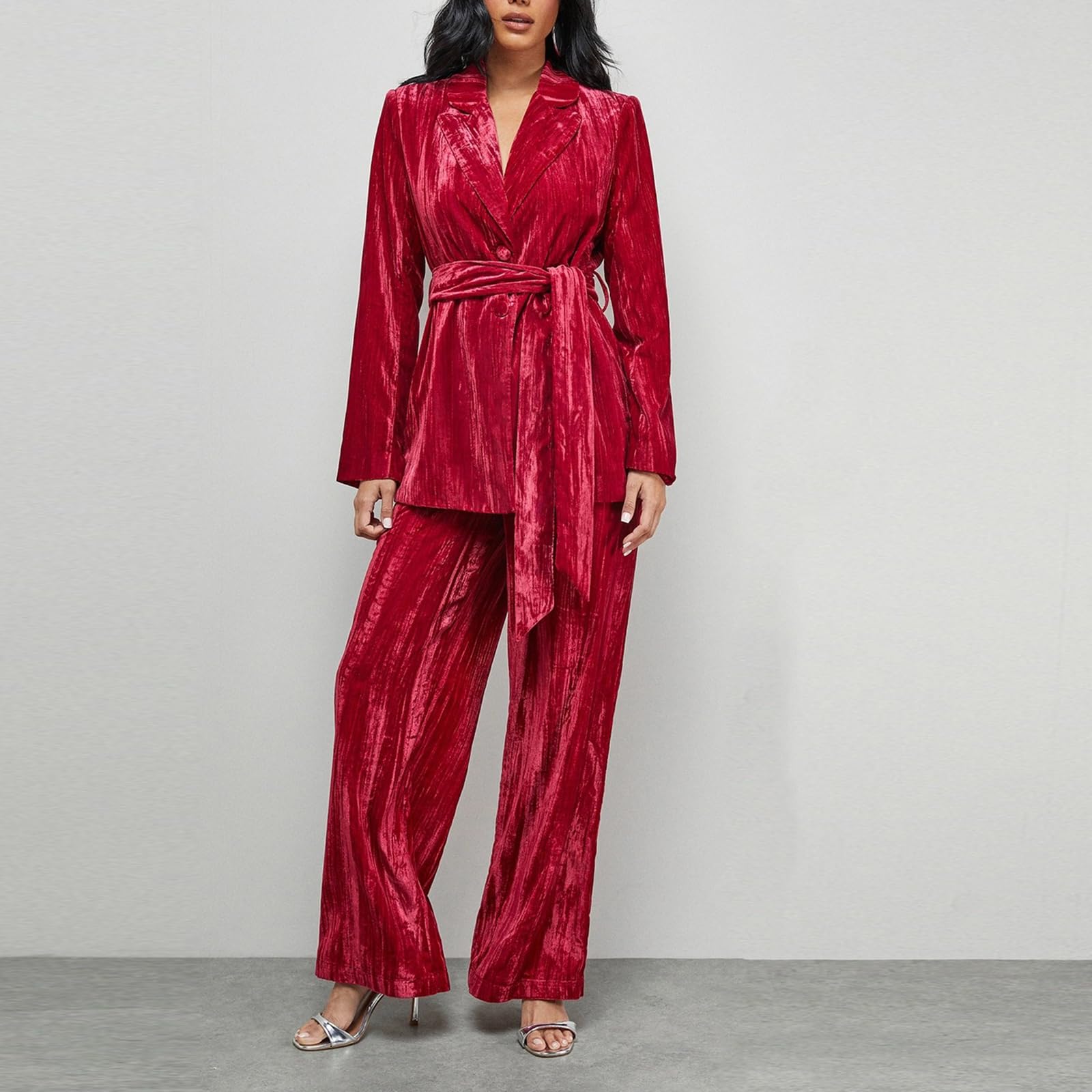 Due Pezzi Donna Scuola Vita ​Alt Autunno Top E Pantaloni Manica Lunga Moderno Girocollo Adatto Stirata Tinta