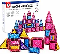 Blocos Magnéticos Montar Infantil Coloridos – Kit Educativo 3D Peças Translúcidas, Ímã Forte, Estimula Criatividade, Coordenação Motora e Raciocínio Brinquedo Didático Seguro (40 Peças)
