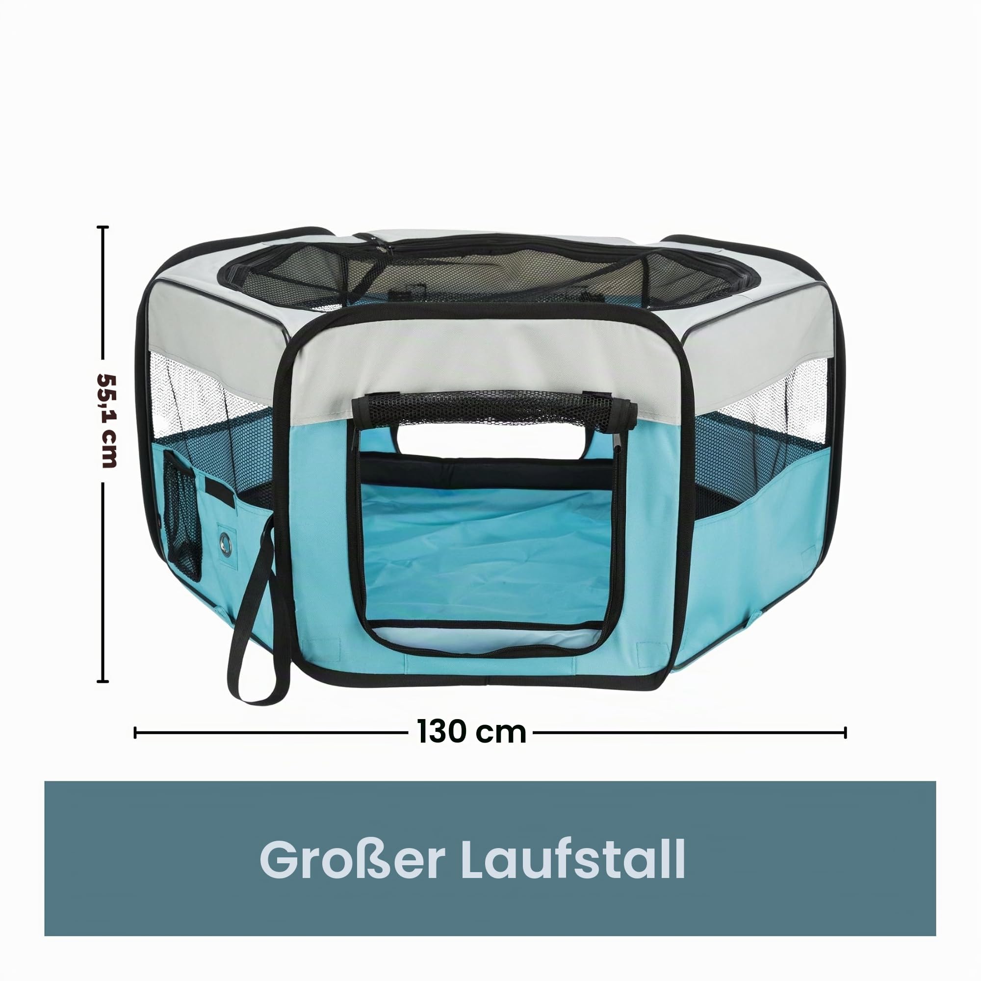 Trixie 64054 Freilauf für Kaninchen und Welpen, ø 130 × 55 cm, blau/grau