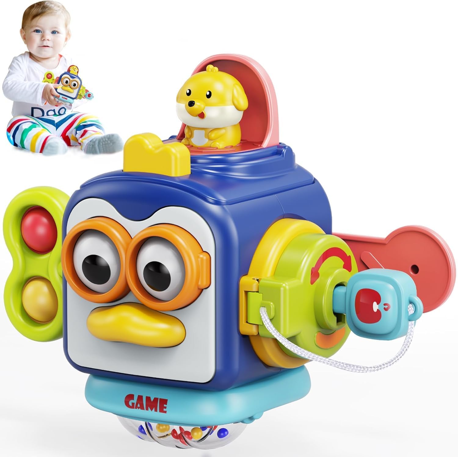 BLiSS HUES Busy Cube for Kids Montessori Toy Sensory Busy Board Travel Toy for Toddlers (Multicolored)-picture-12