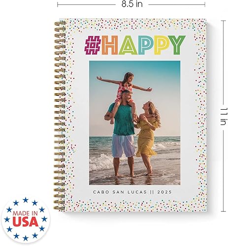 Miniatura 6 de Cuaderno de confeti con fotos personalizadas, diario feliz de 8.5 x 11 pulgadas, 120 páginas, varios diseños de papel, tapa blanda laminada