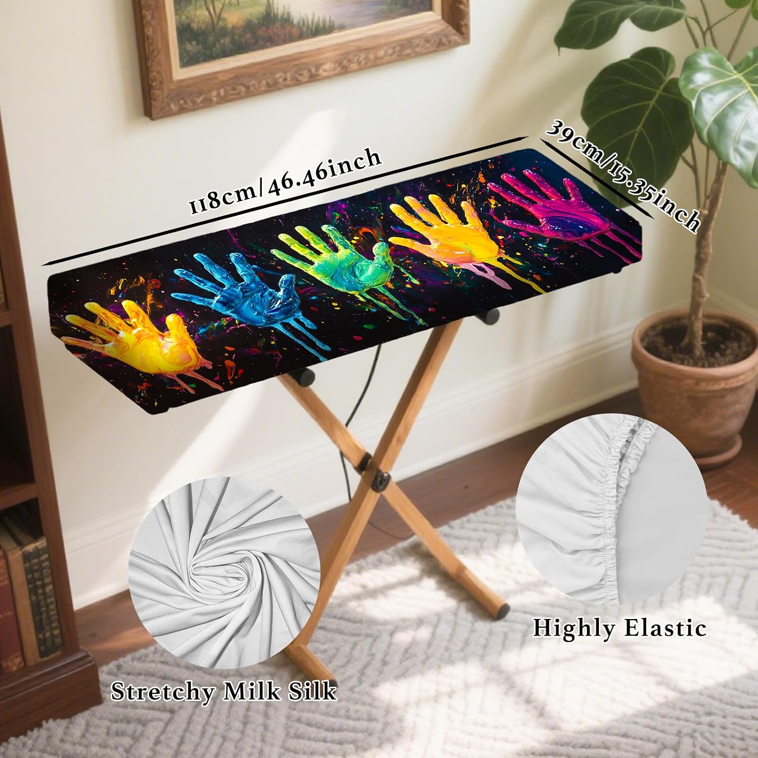 Nuxovilar Handprint Piano Cover Elastic Milk Silk 88 Key image 2