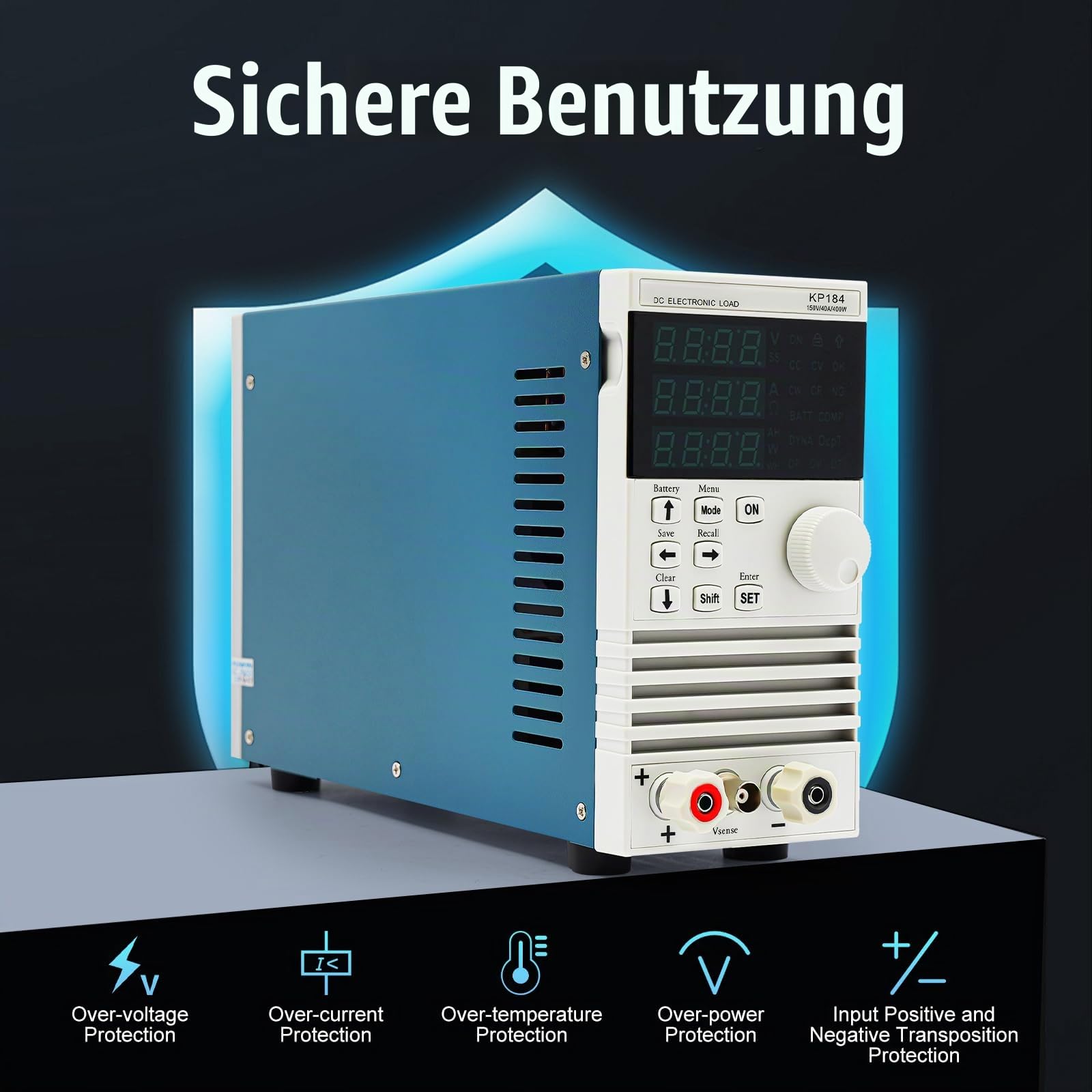 Elektronische DC Last KP184 400W 0-150V 0-40A Elektronischer Lasttester Einkanal mit CC, CV, CW und CR Lastmodi für LED Treiber Batteriekapazität Batterie Kapazität Tester