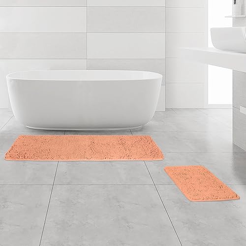 Miniatura 189 de Yeaban Alfombras de baño gris oscuro – Gruesas alfombras de baño de chenilla | Alfombras de baño absorbentes y lavables antideslizantes, alfombras
