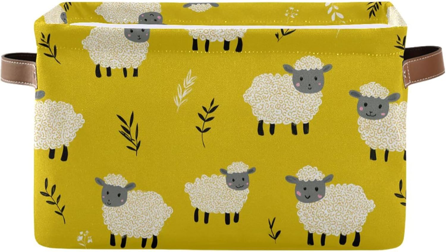 Grassland Lambs Peppa Yellow storage baskets,foldable and waterproof organizers and storage basket with sturdy handle bags small small set of 2 for closet clothing