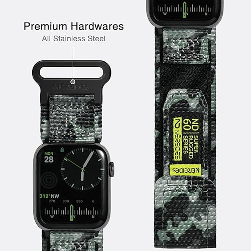 Vista 60 de Nereides Correa deportiva de nailon resistente con diseño de bucle tejido compatible con correa de Apple Watch, para iWatch de 1.65, 1.73, 1.77