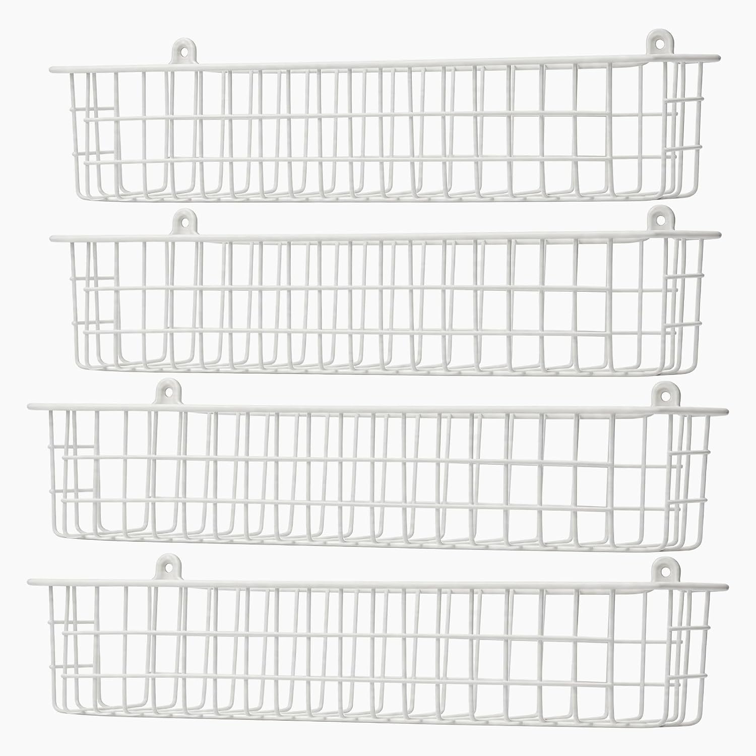 Spice Rack Organizer Wall Mount, 4 Pack White Storage Basket for Kithceh Seasoning Organizer Spice Organization for Kitchen and RV