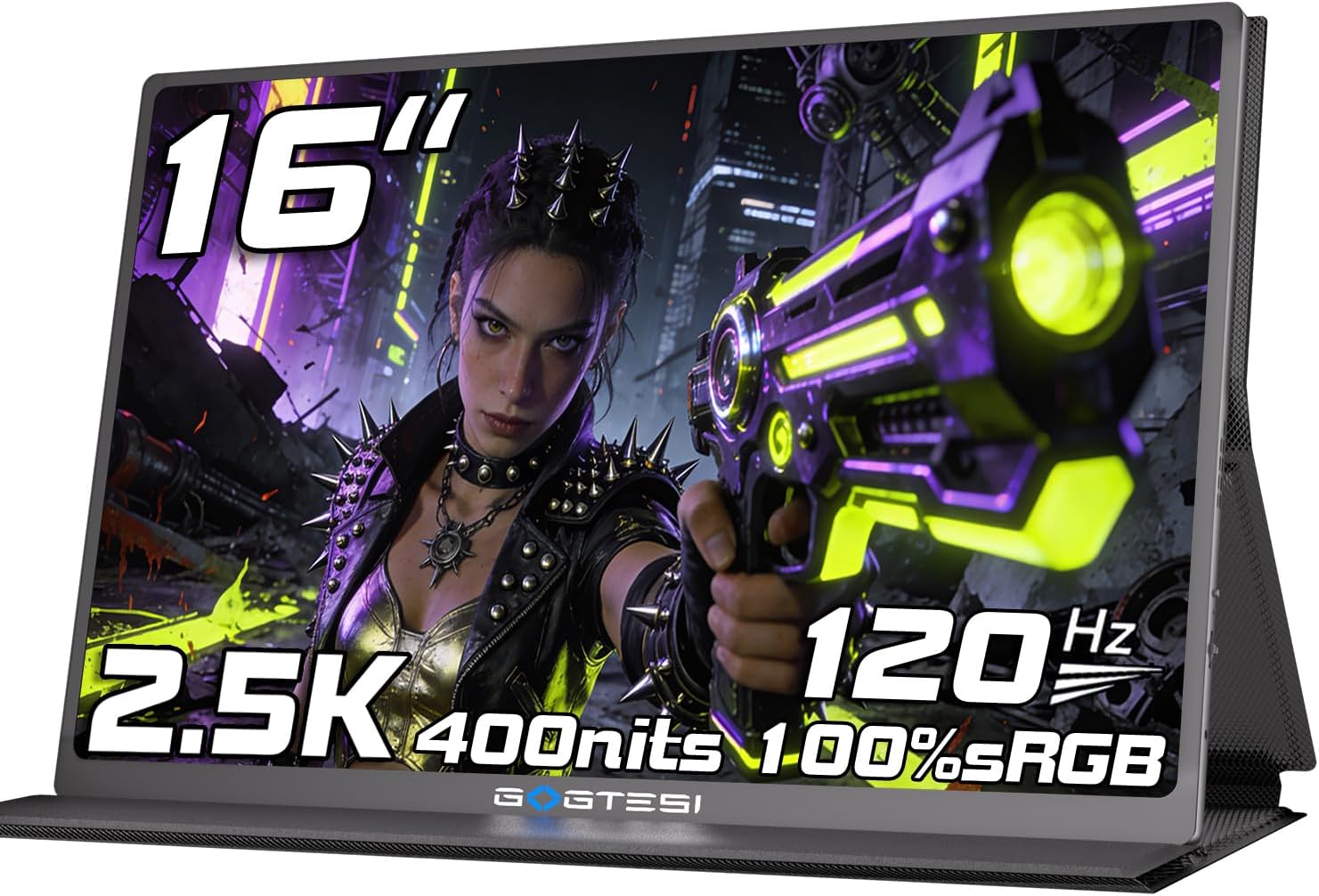16 Inch 120Hz Portable Gaming Monitor, 100% sRGB 2.5K QHD 400nits Portable Monitor with HDR, Ultra Slim, Eye Care, External Second Screen for Laptop, PC, PS5, Mac, Xbox