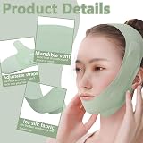 Huakaile Breathable Anti-Snoring Chin Strap, Adjustable Jaw Strap, Comfortable Chin Strap for Sleeping Double Chin Face Lift Women Men (Green, 2 PCS) - 2