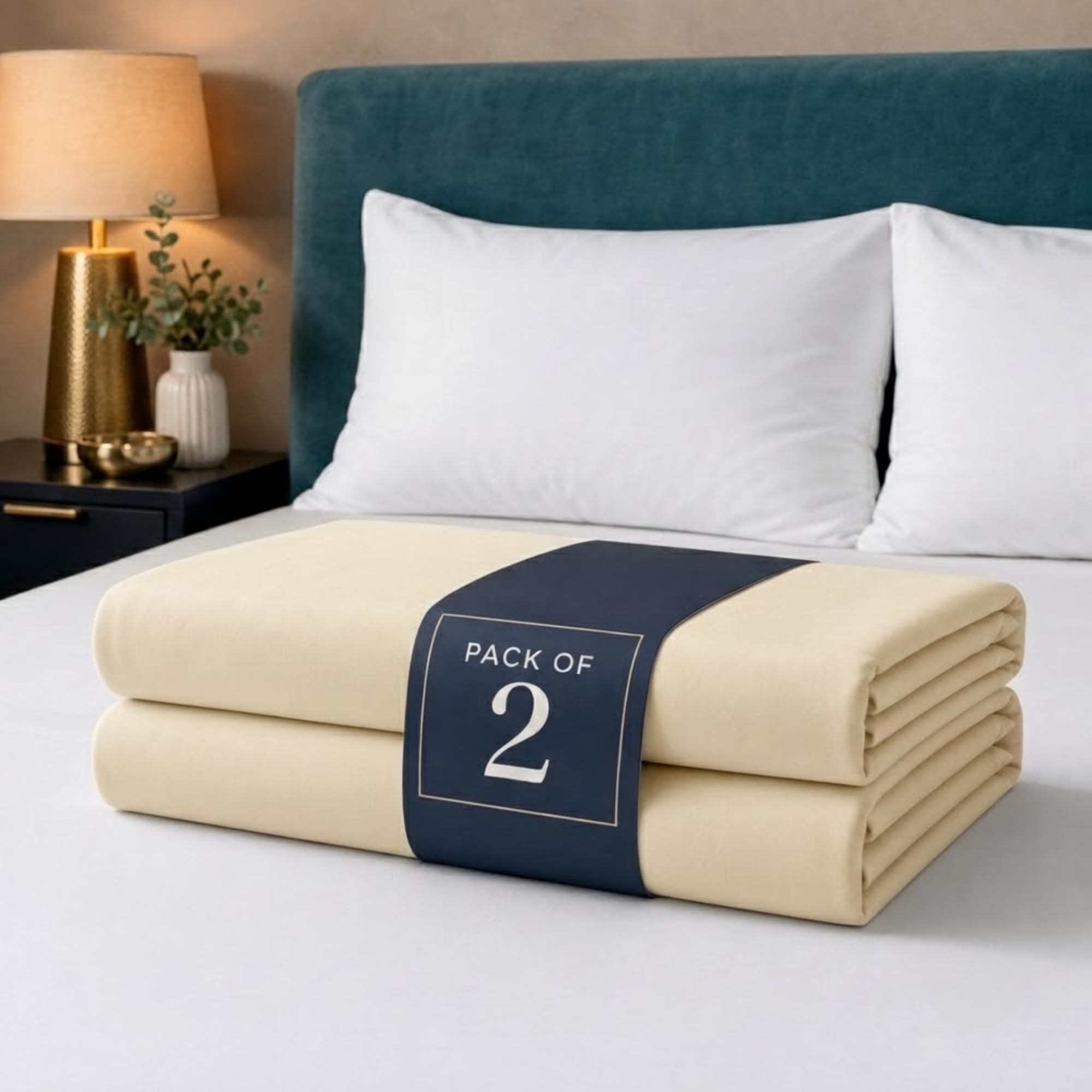 Z&A Bedding Cream Fitted Sheet 2x Super King - 30CM Extra Deep Elastic Corners Bedsheet, Soft Brushed Microfibre Sheet, Washable, Shrinkage & Fade Resistant