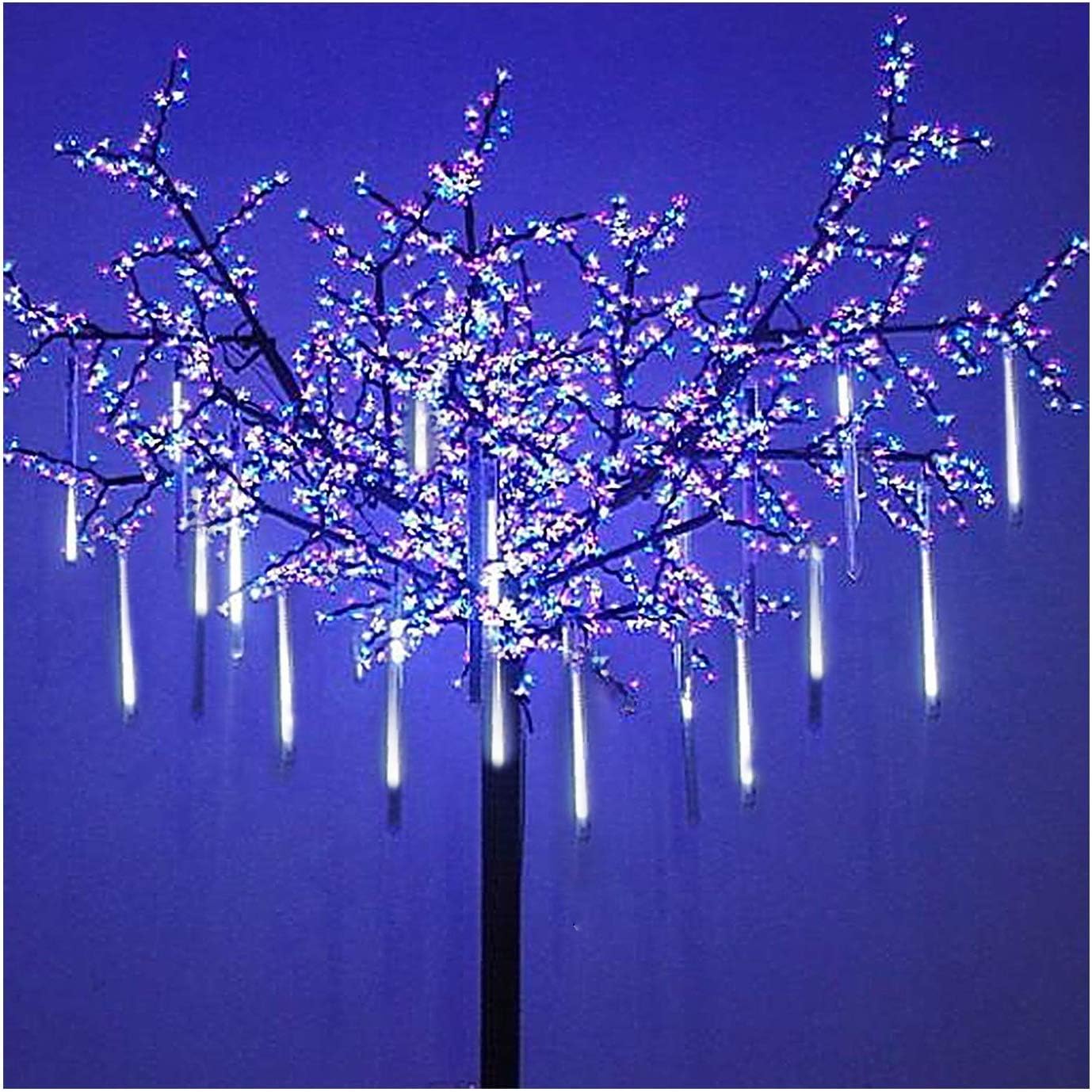 OMGAI LED Meteor Shower Rain Lights - Waterproof Drop Icicle Snow Falling Raindrop 30cm 8 Tubes Cascading Lights for Wedding Xmas Home Décor, Cool White
