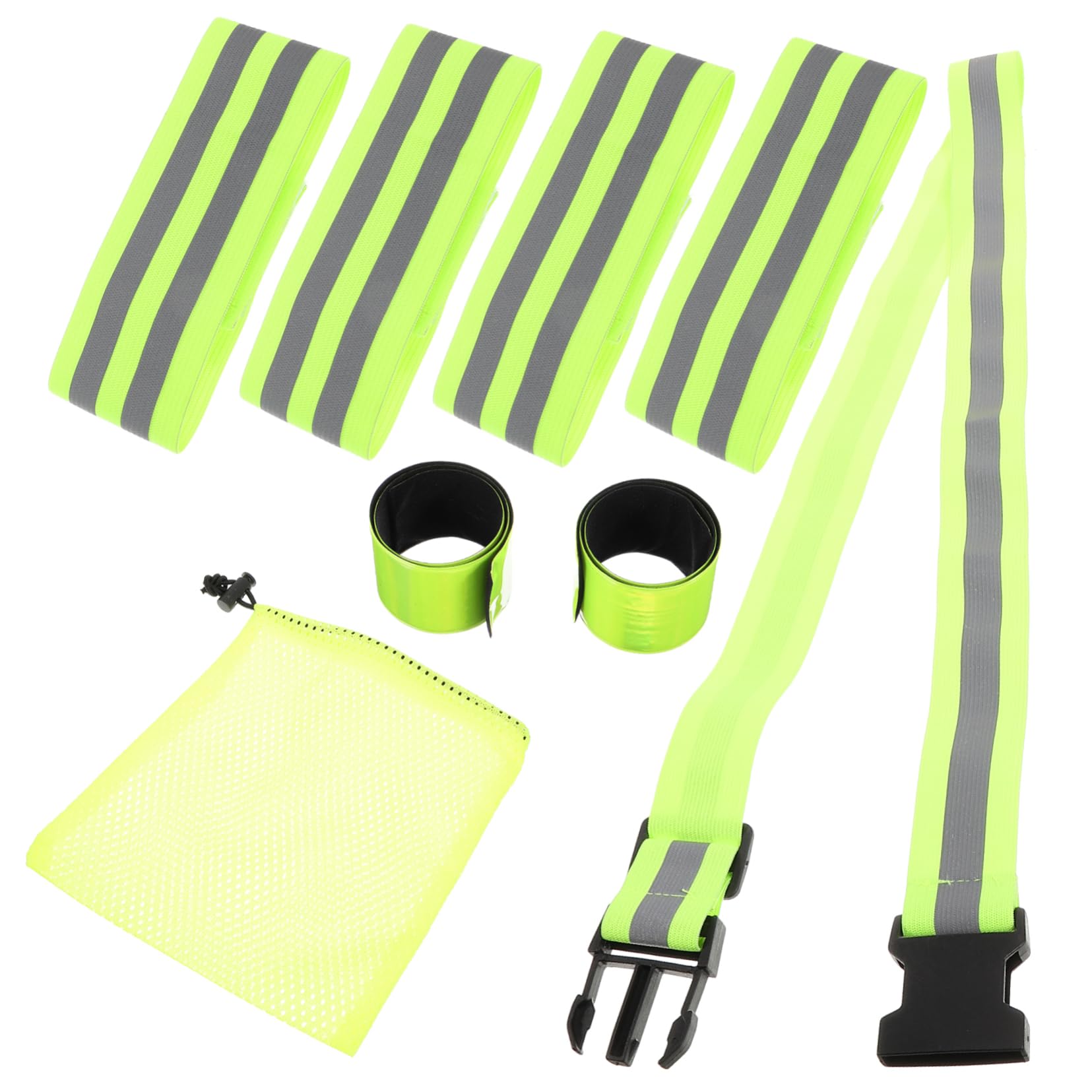 Happyyami Set di Nastri Riflettenti Verdi Polsino Cintura da Corsa Allenamento Bicipiti Fasce da Braccio per Telefono per La Corsa Sbarra Pellicola Riflettente Ad Alta Luminosità Green