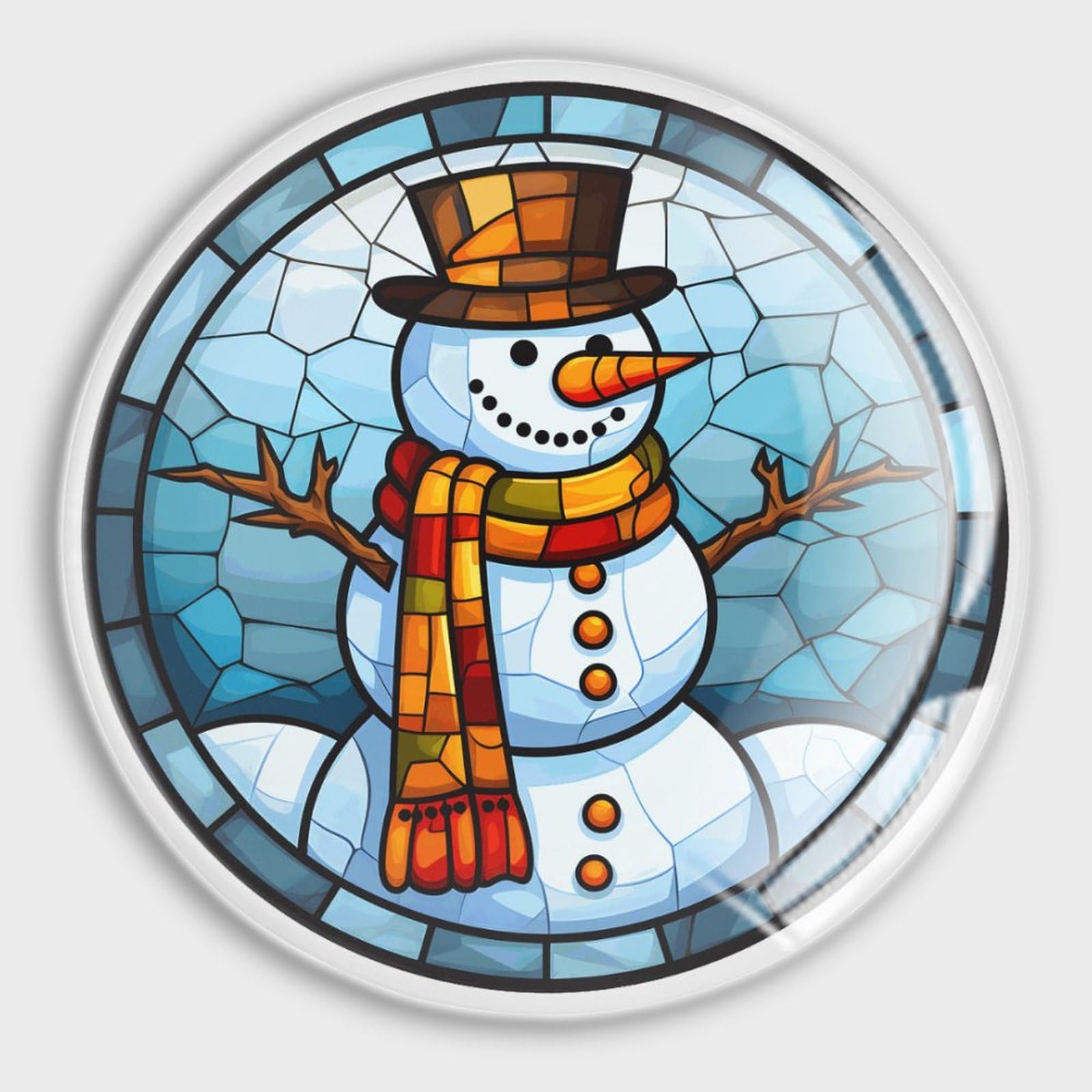 Aimants de réfrigérateur bonhomme de neige en verre teinté pour tableau blanc x4