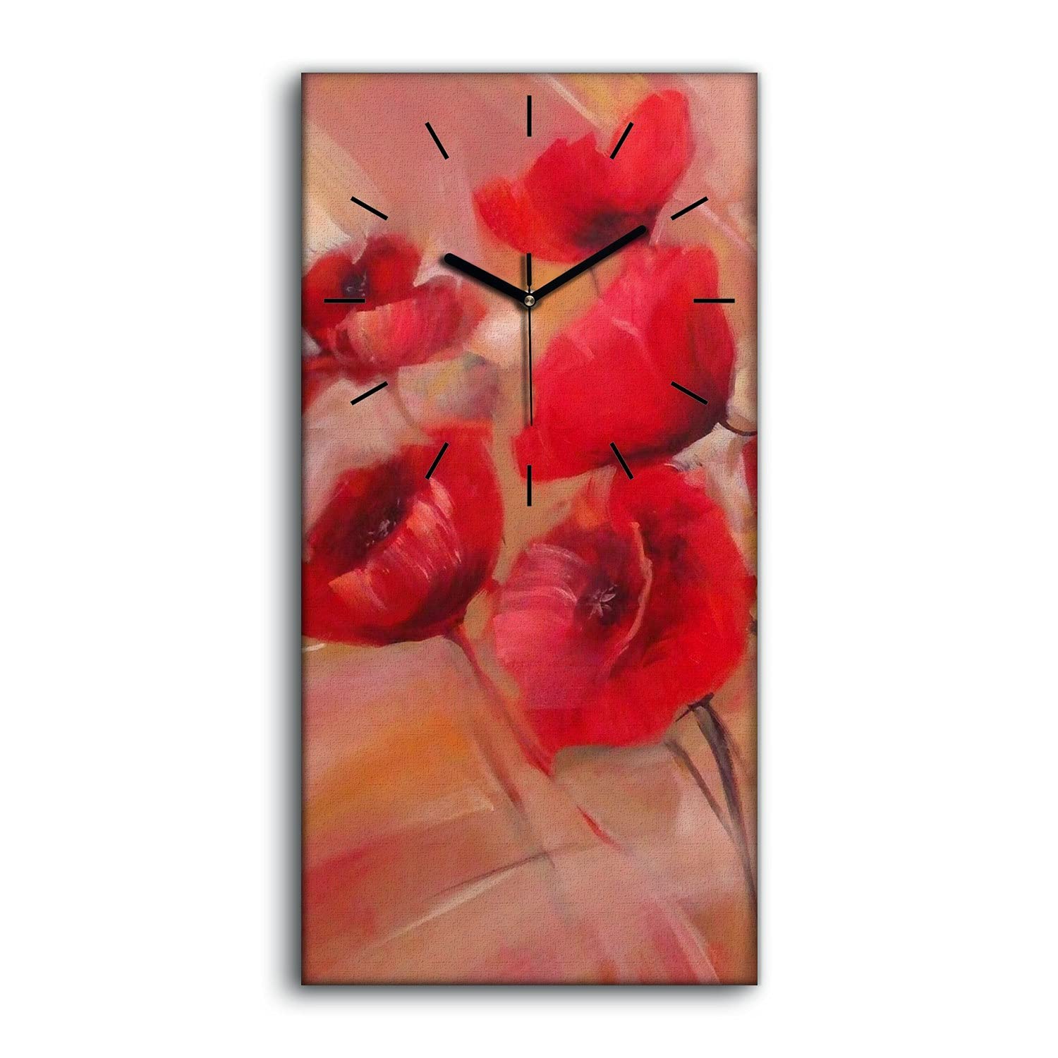 Horloge sur toile coquelicots pour décoration salon et chambre