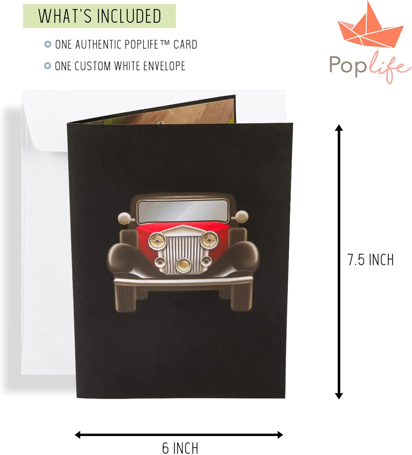PopLife Classic Automobile 3D Pop Up Card for All Occasions – Car-Themed Birthday, Father's Day, Congratulations, Retirement, Work Anniversary – Thinking of You, You're The Best - for Dad, Grandpa image 4