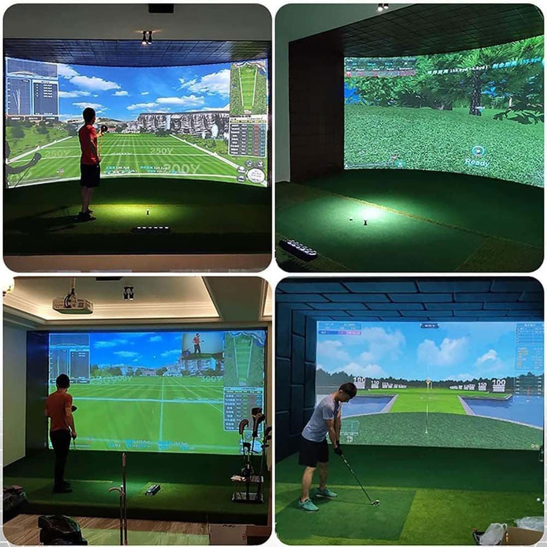 écrans D'impact De Simulateur De Golf Installés sur Le Cadre De Filet De Frappe De Golf, Tissu D'écran De Projection D'affichage D'impact De Simulateur De Balle Sim pour L'entraînement,3mx4m