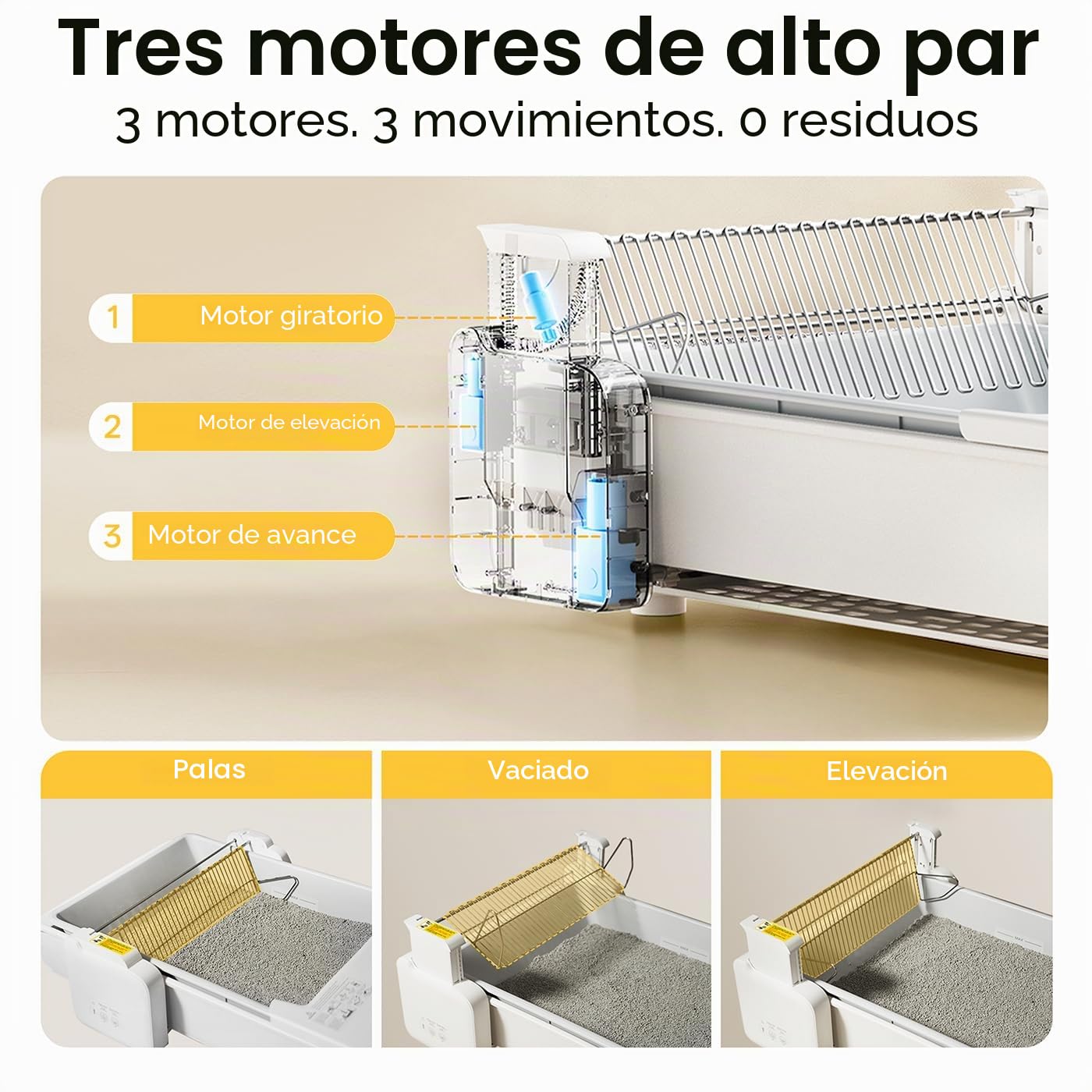 UBPET C31 Arenero Gatos Autolimpiable, Arenero Autolimpiable Abierto con Control por App, Desodorizador, Diseño de Doble Peine, Gran Capacidad, Arenero Automatico para Múltiples Gatos