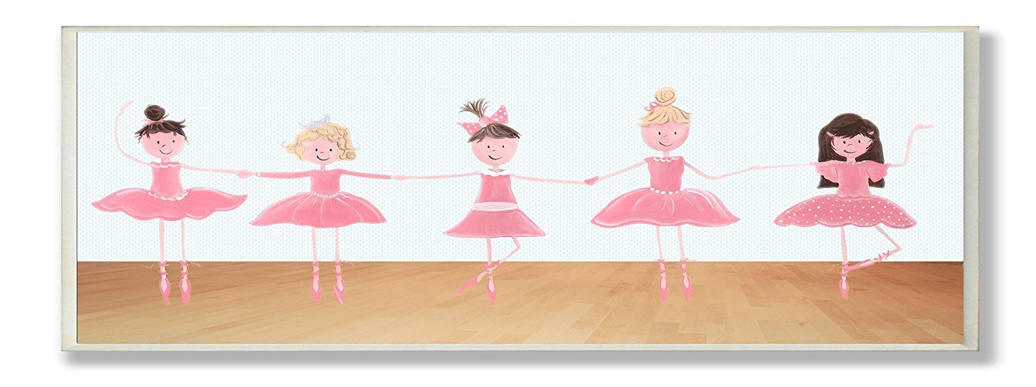Plaque murale rectangle Stupell cinq ballerines pour embellir les nuits de bébé