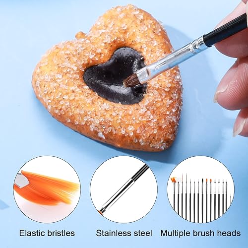 Miniatura 10 de Juego de 15 pinceles de pintura para tartas, kit de pinceles de decoración de pasteles, herramientas de pincel de pintura seguras para alimentos,