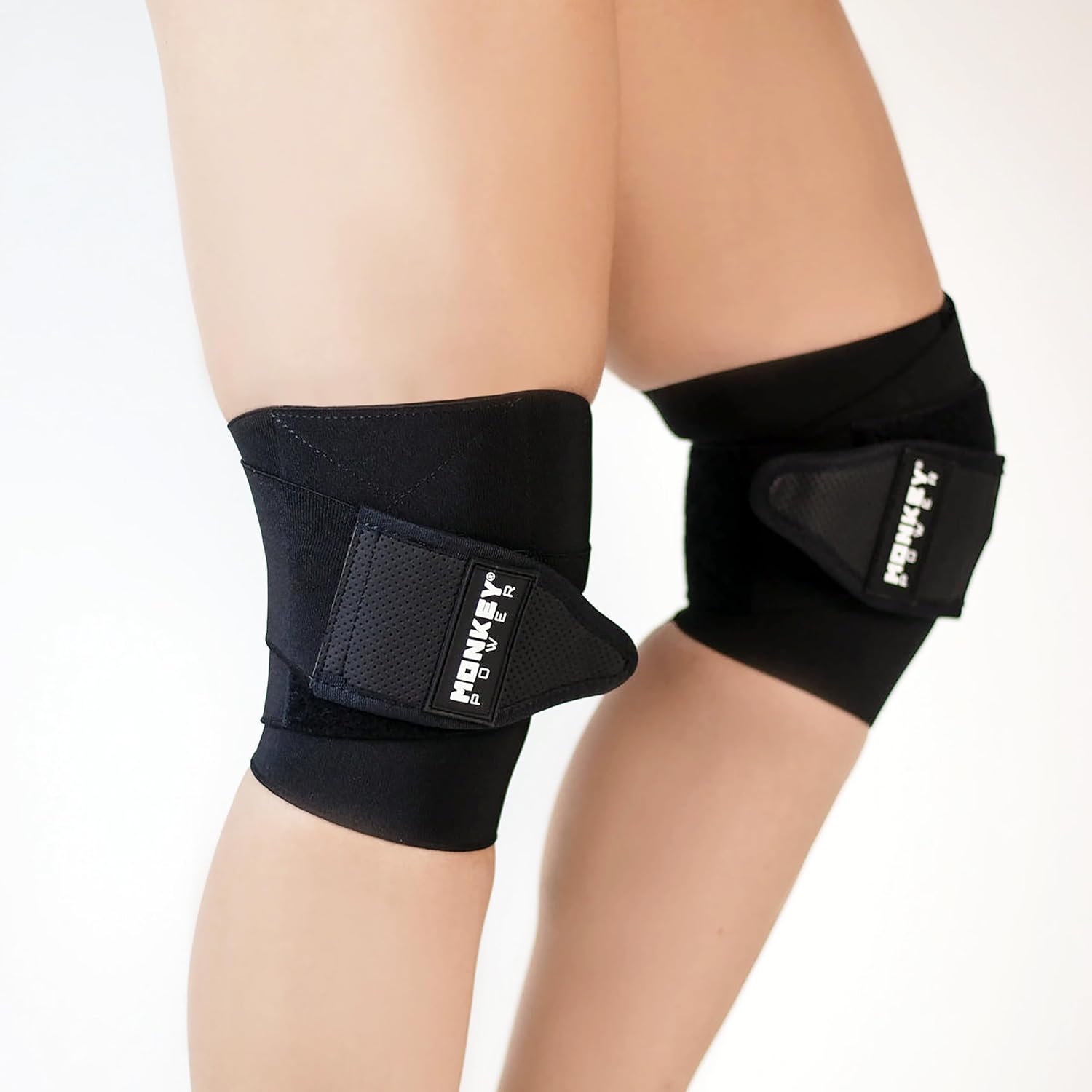 Monkey Power Knee Brace Pro Black Weight Lifting Bandage One Size