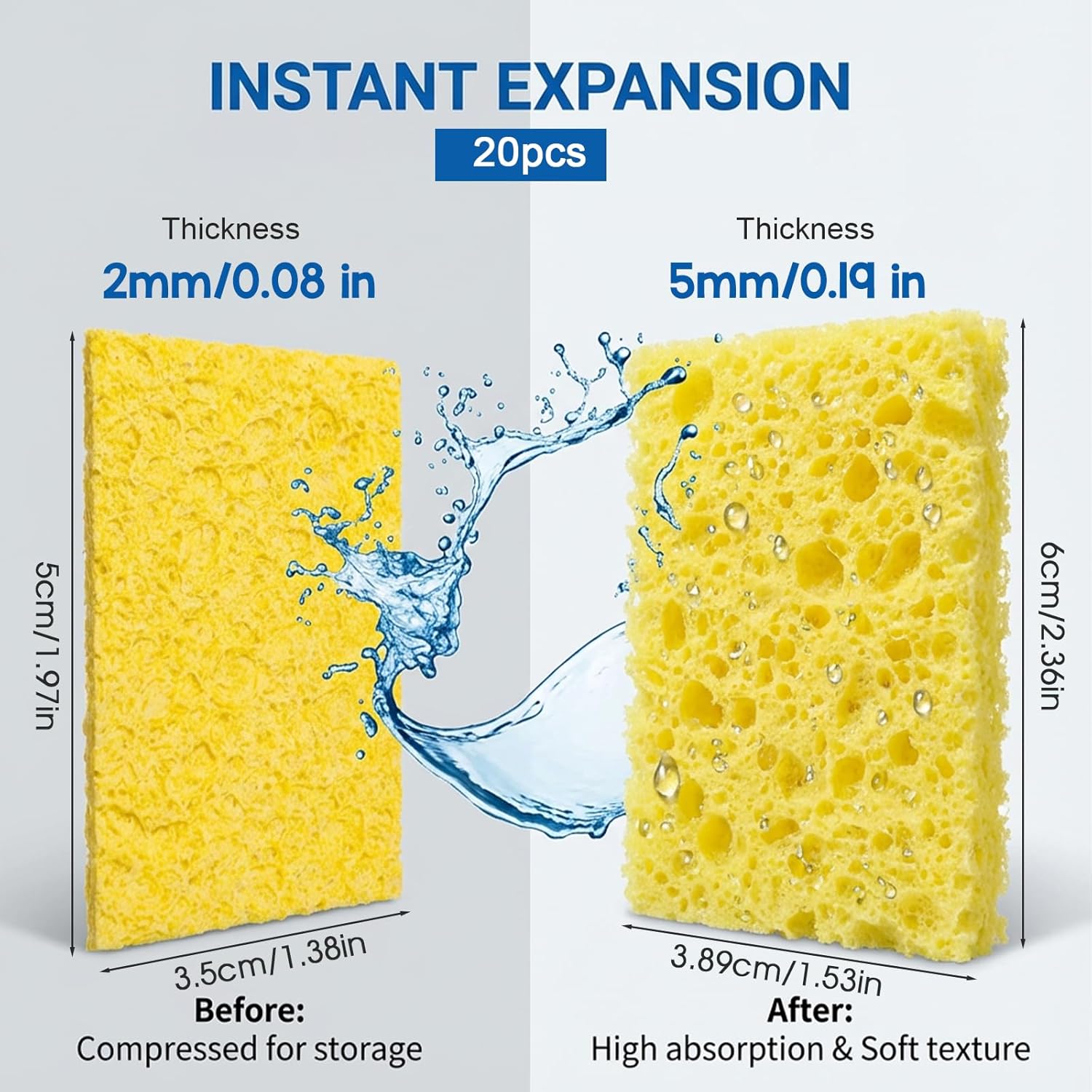20 Pcs Soldering Iron Cleaning Sponge, 50 x 35mm High Temperature Resistant Sponge, Soldering Iron Tip Cleaning Sponges for Solderings Stations