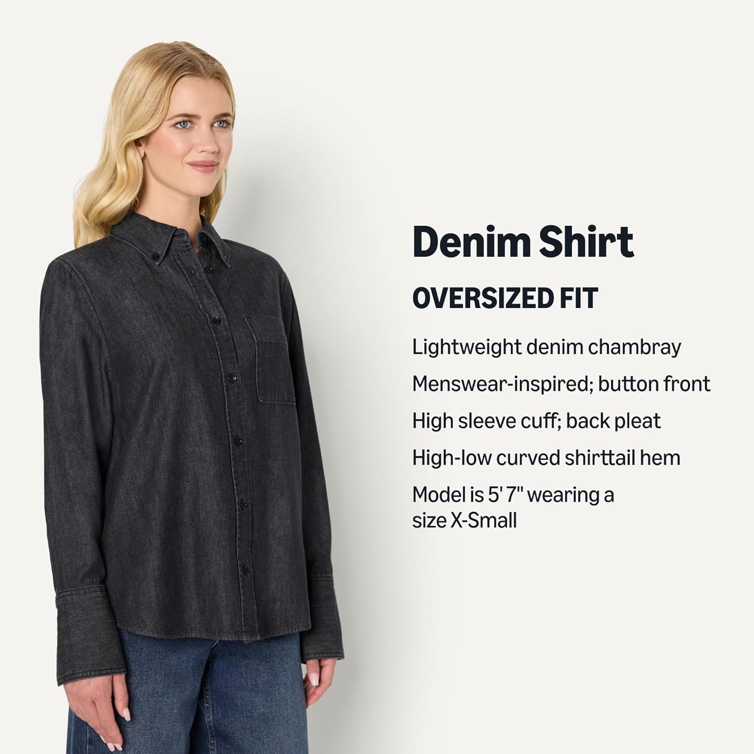 Amazon Essentials (Demi's Pick) Women's Oversized-Fit Denim Button-Down Shirt - Image 4