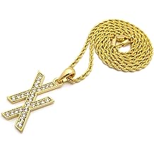 GOLD PT ICED MGK XX PENDANT &amp; 3mm 18" 20" 24" ROPE CHAIN HIP HOP NECKLACE