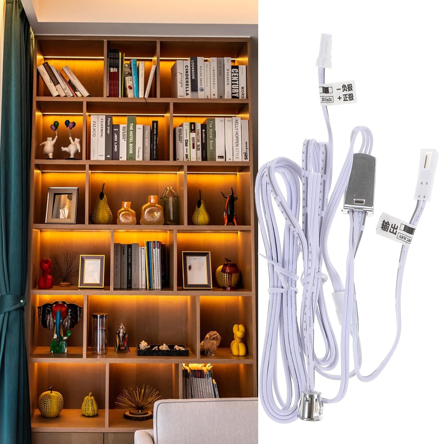 Veemoon LED Light Strip Touch Activation Switch with Door Trigger Function for Wardrobes and Wine Cabinets, Abs and Aluminum Alloy Material, Indoor Lamp Touch Control