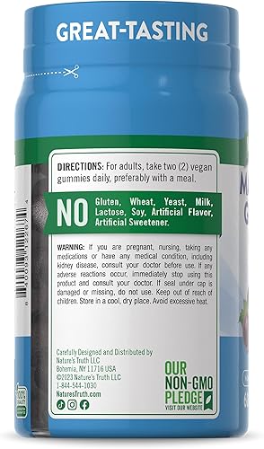 Miniatura 6 de Gomitas de glicinato de magnesio  200 mg  60 unidades  Suplemento vegano, sin OMG y sin gluten  Sabor natural de uva  por Nature's Truth