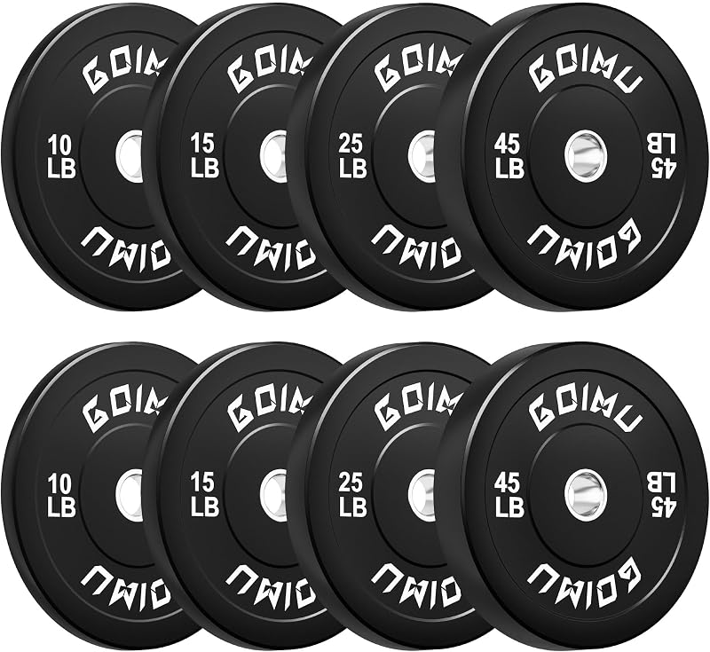 Olympic Barbell Weight Plates Set, 2-Inch Black 10/15/25/45LBS Rubber Bumper Plate Weight Set for Strength Training and Weightlifting, Multiple Options