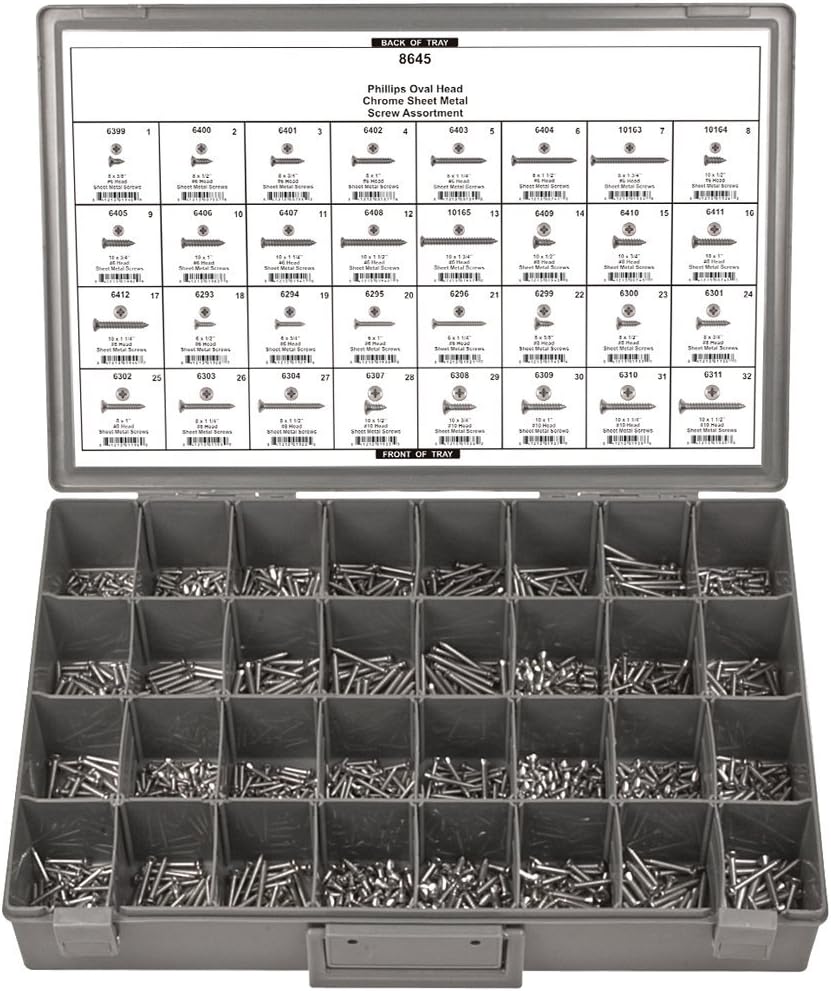 Disco Automotive 8645 Chrome Phillips Oval HD Screw Assortment