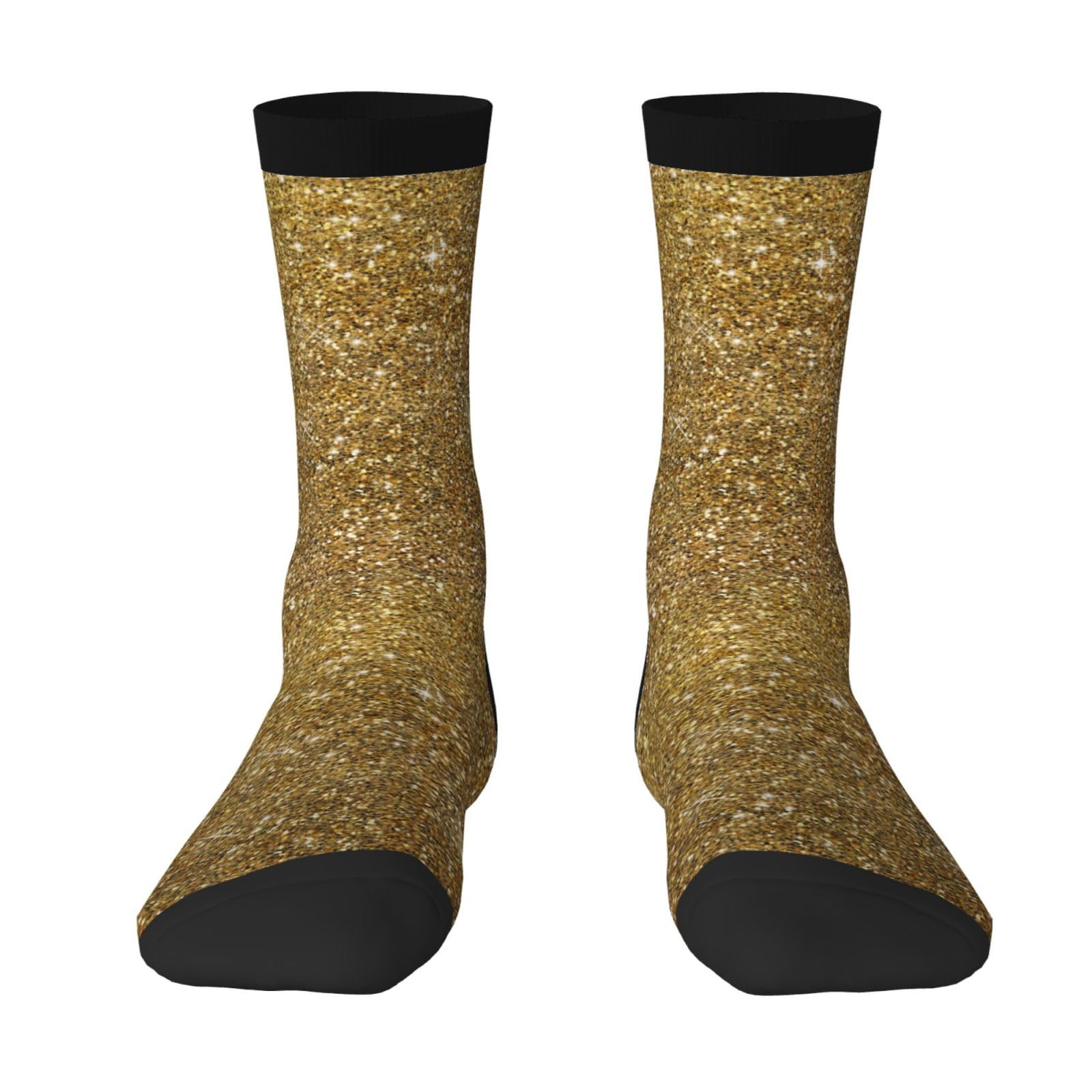Bentli Unisex As Picture Crew Socks, Compression Socks Casual Novelty Sports Socks 40Cm Long For Gold Glitter Sparkle Glittery Sparkly