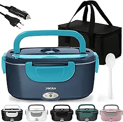 Marmita Elétrica Yonks 60W com Bolsa Térmica – Bivolt 110V/220V + Cabo Veicular 12V/24V – Marmita para Carro e Caminhão (Azul)