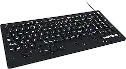 WetKeys teclado industrial resistente à água com ponteiro de trilho (USB) (preto) | KBWKRC105SPi-BK