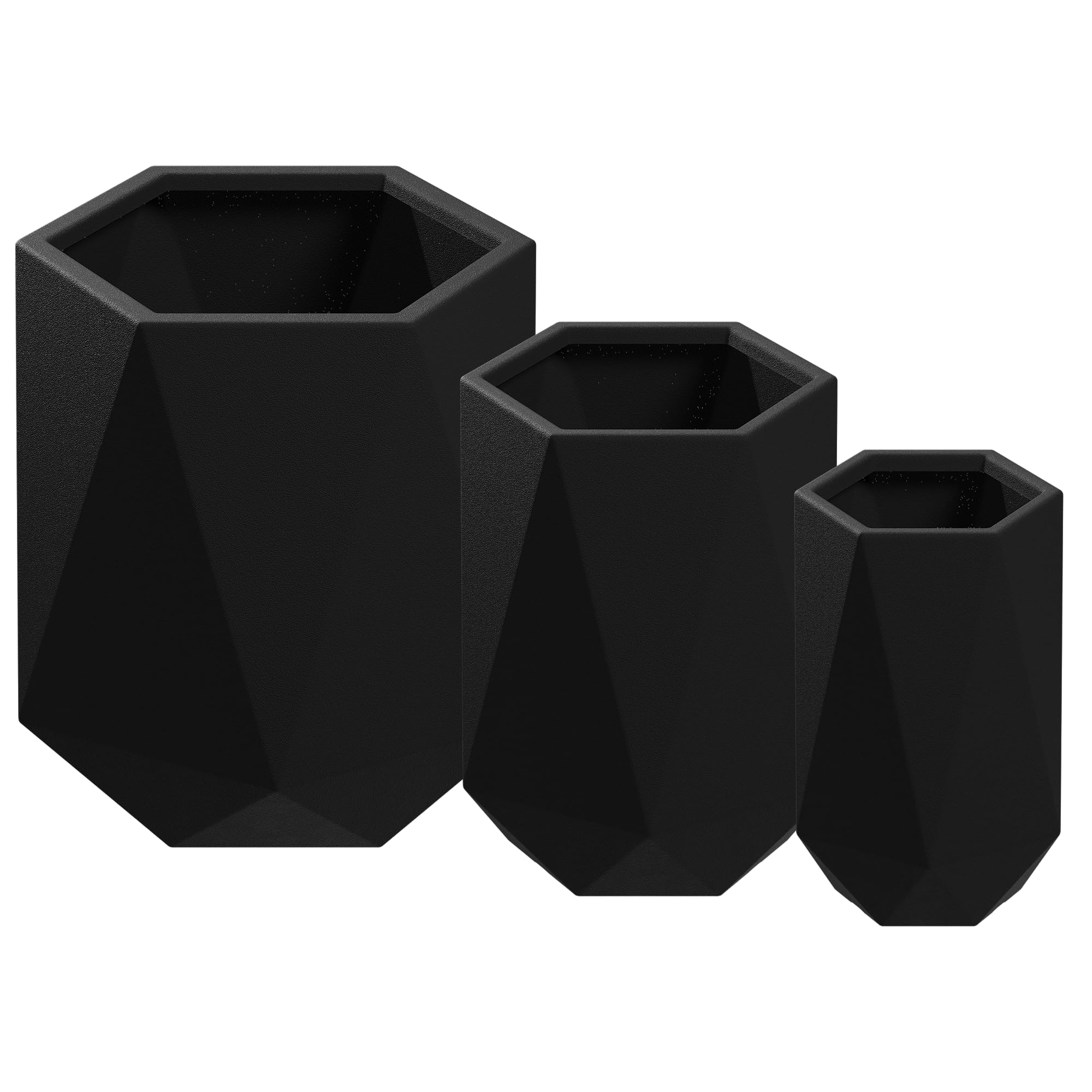 Beuta Large Planters for Outdoor Plants - Set of 3, 15.5/18/20 Inches Outdoor Planters for Porch - Tall Planter for Outdoor & Indoor Plants | Large