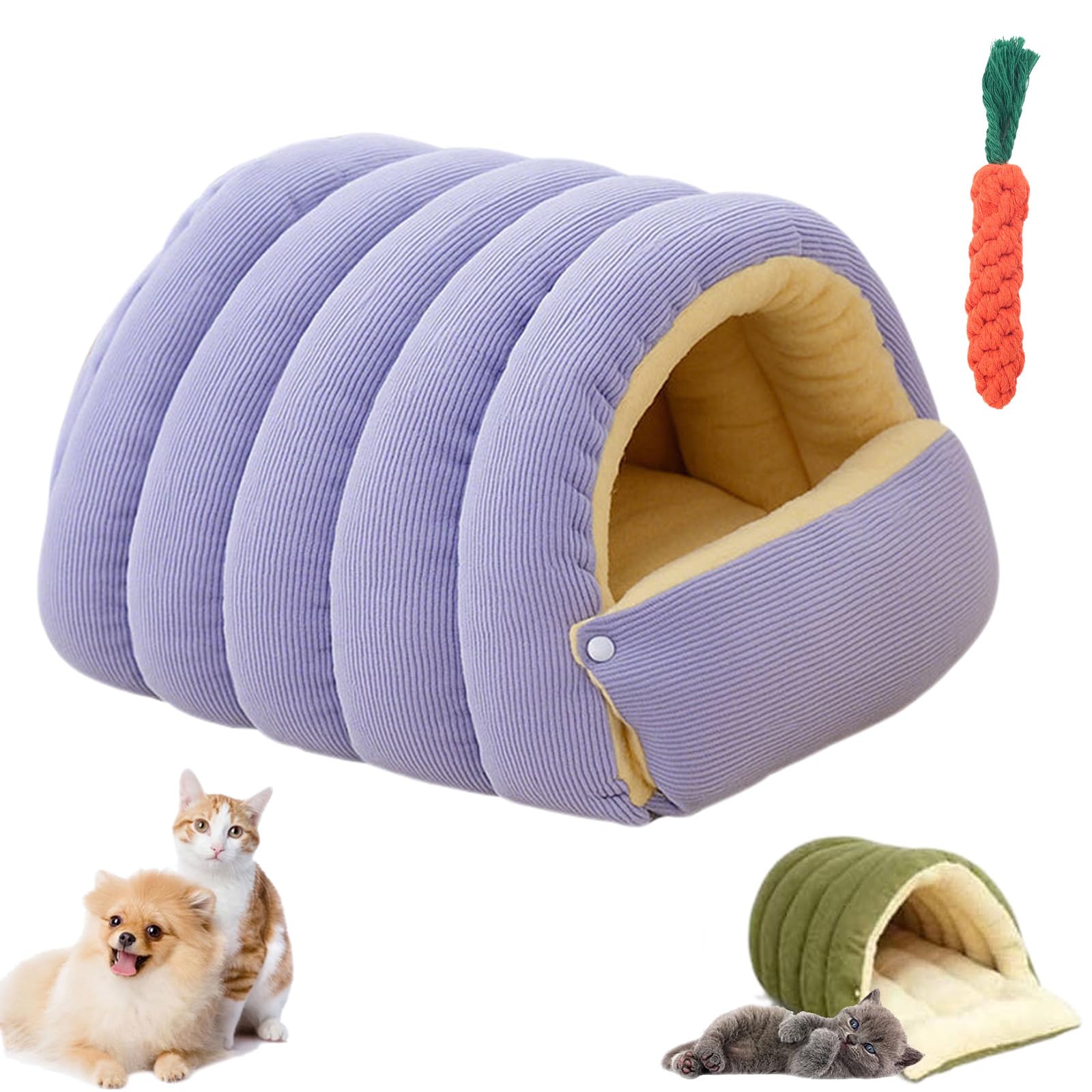 Cozy Monster Cat Bed, Indoor Cats Bed – Cave Style Cozy Hideaway, Cat Cave Tent with Removable Cushion, Dual-Purpose Dog Nests, for Cats, Small Dogs (Purple,L:57 * 37 * 28cm)