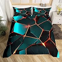 Vista 17 de Funda de edredón hexagonal verde estereoscópica de nido de abeja para niños, diseño geométrico de colmena, funda de edredón geométrica de panal