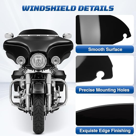 5 Black Windshield Compatible with Harley Street Glide (1996-2013)