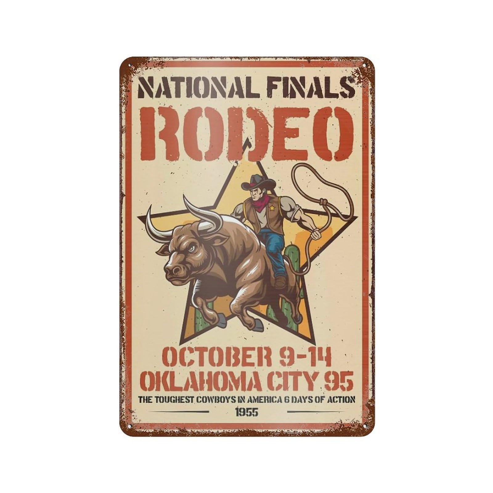 YHGERTKU Vintage Rodeo Wall Art Retro Iron Vintage Metal Tin Sign Poster Modern Decor for Living Rooms Gift 30x20cm