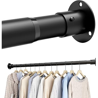 Clothes Rail Wardrobe Rail Black Extendable Clothes Rails for Cupboard Wardrobe Laundry Room 68-90 cm Black Diameter 32 mm