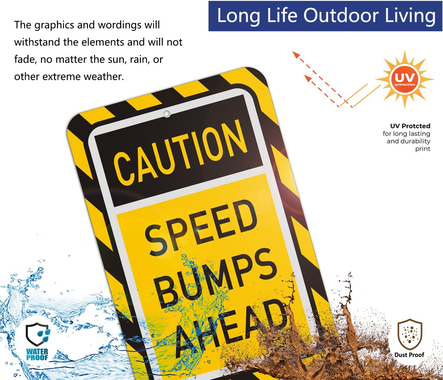 2 Pack Speed Bumps Ahead Signs Slow Down Signs Metal Reflective 18" x 12" Rust Free Aluminum UV Protected Waterproof and Sturdy Easy Mounting Outdoor or Indoor Use