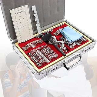 104 Pcs Optical Trial Lens Set, Optical Lens Optometry Lens Optometry Box Trial Lens Equipment,Ophthalmic Trial Case Lenses with Aluminum Storage Case